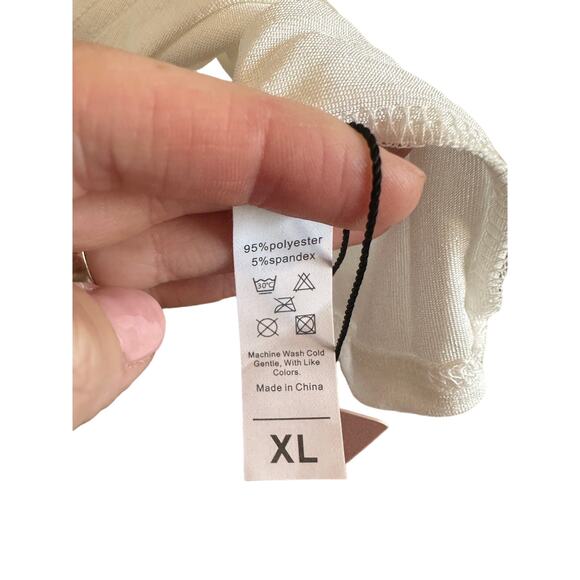 Micas Women's XL Optical White Sleeveless Twist Knot Backless Ruched Midi Dress - Picture 7 of 8